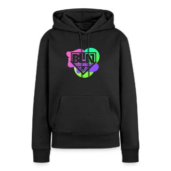 Berlin BLN Hauptstadt Stencil - Frauen Premium Bio Hoodie - Schwarz - Vorne - Julia (174cm)