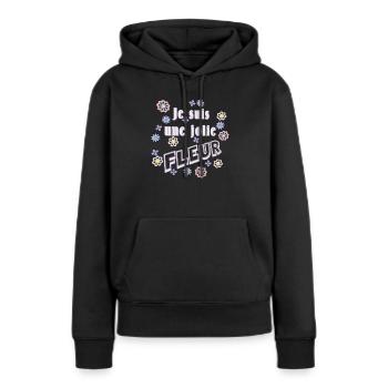 jolie fleur - Sweat à capuche Premium bio Femme - noir - Devant - Julia (174cm)