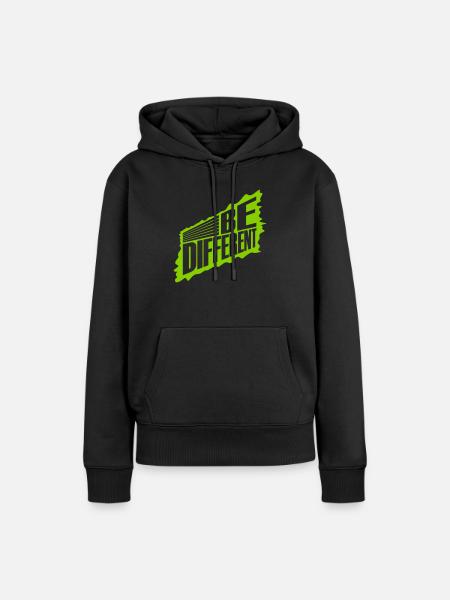 Be different Logo Design - Frauen Premium Bio Hoodie - Schwarz