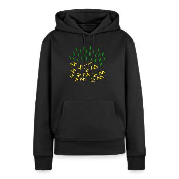 éclairs Jaunes et Verts tempête et énergie - Sweat à capuche Premium bio Femme - noir - Devant - Julia (174cm)