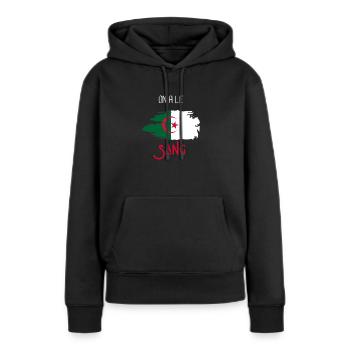 wir haben Blut Algerien - Frauen Premium Bio Hoodie - Schwarz - Vorne - Julia (174cm)