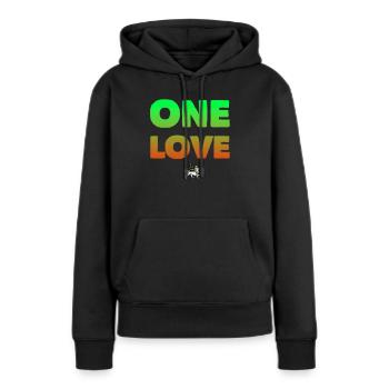 One Love Rastafari - Sweat à capuche Premium bio Femme - noir - Devant - Julia (174cm)