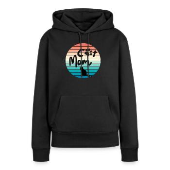 Cat Mom Retro - Frauen Premium Bio Hoodie - Schwarz - Vorne - Julia (174cm)