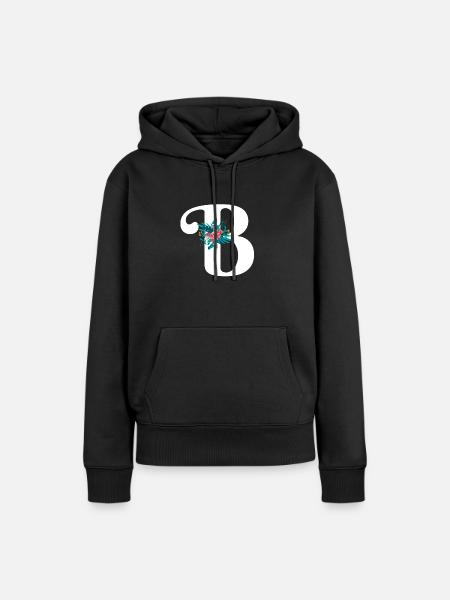 Buchstabe B geblüht - Frauen Premium Bio Hoodie - Schwarz