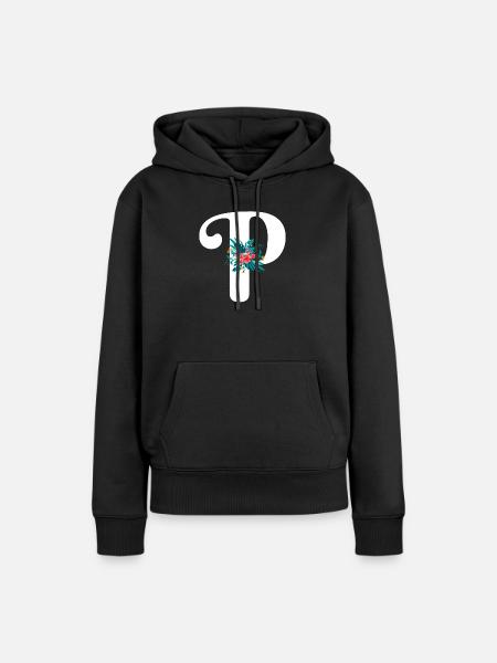 Buchstabe P blumig - Frauen Premium Bio Hoodie - Schwarz