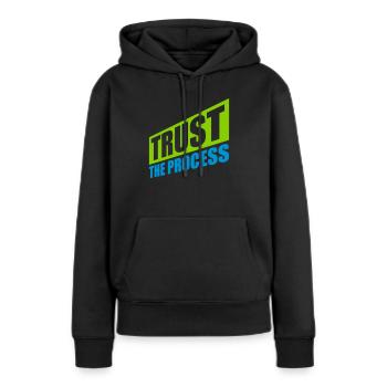 faire confiance au processus Devis - Sweat à capuche Premium bio Femme - noir - Devant - Julia (174cm)