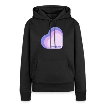 Cœur de lilas végétalien - Sweat à capuche Premium bio Femme - noir - Devant - Julia (174cm)
