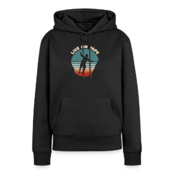 Slackline - Silhouette - Live on Tape Slogan - Sweat à capuche Premium bio Femme - noir - Devant - Julia (174cm)