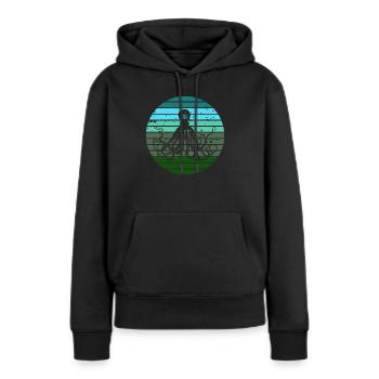 Vert Bleu Octopus Retro Artwork Sunrise - Sweat à capuche Premium bio Femme - noir - Devant - Julia (174cm)