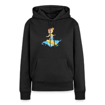 Surferin mit Korsett - Frauen Premium Bio Hoodie - Schwarz - Vorne - Julia (174cm)