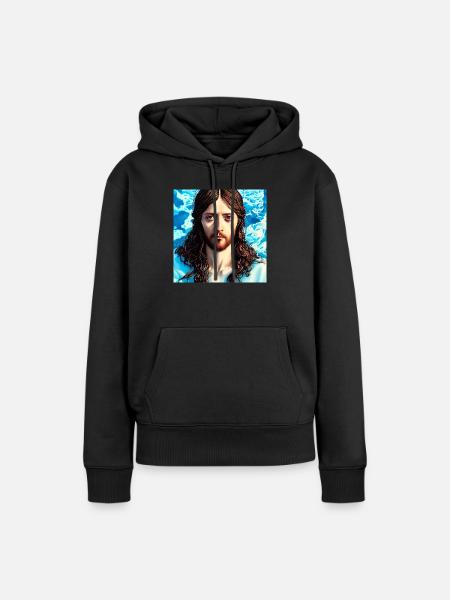 Porträt Jesu Christi - Frauen Premium Bio Hoodie - Schwarz