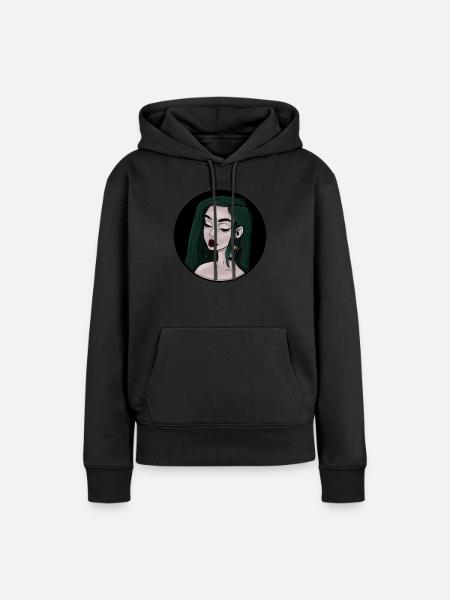 Frau mit grünen Haaren - Frauen Premium Bio Hoodie - Schwarz