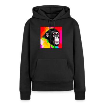 Illustration eines Porträts eines Schimpansen - Frauen Premium Bio Hoodie - Schwarz - Vorne - Julia (174cm)