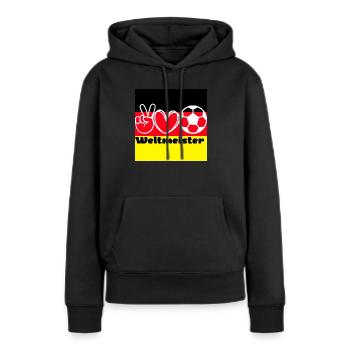 Weltmeister | WM | Fussball Shirt | Deutschland - Frauen Premium Bio Hoodie - Schwarz - Vorne - Julia (174cm)