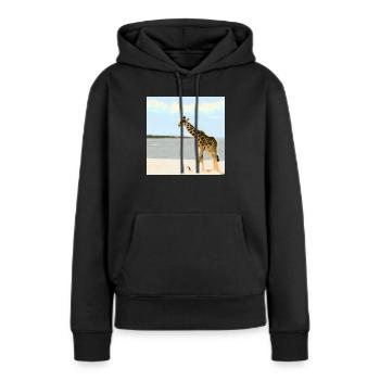 Giraffe am Strand - Frauen Premium Bio Hoodie - Schwarz - Vorne - Julia (174cm)