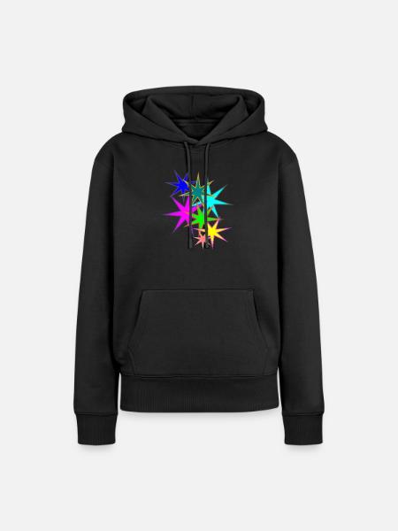 bunte Sterne - Frauen Premium Bio Hoodie - Schwarz
