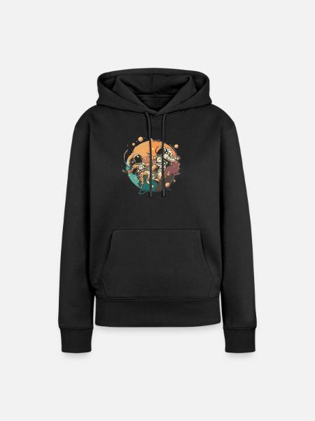 Astronauten - Frauen Premium Bio Hoodie - Schwarz