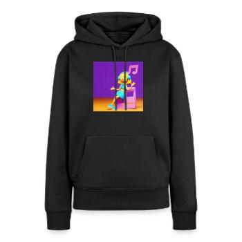 ILLUSTRATION MUSICALE AMUSANTE - Sweat à capuche Premium bio Femme - noir - Devant - Julia (174cm)