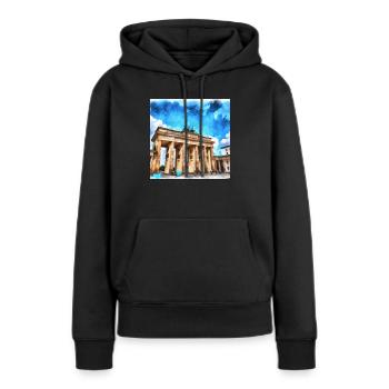 Das Brandenburger Tor in Berlin - Frauen Premium Bio Hoodie - Schwarz - Vorne - Julia (174cm)