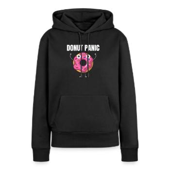 Donut Panik - Frauen Premium Bio Hoodie - Schwarz - Vorne - Julia (174cm)