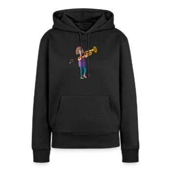 DRÔLE 4 - Sweat à capuche Premium bio Femme - noir - Devant - Julia (174cm)