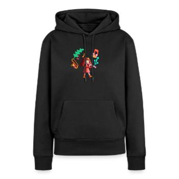 Drôle 10 - Sweat à capuche Premium bio Femme - noir - Devant - Julia (174cm)