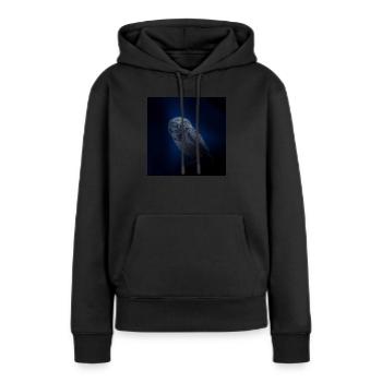 hibou chouette - Sweat à capuche Premium bio Femme - noir - Devant - Julia (174cm)