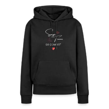 sage femme de competition - Sweat à capuche Premium bio Femme - noir - Devant - Julia (174cm)
