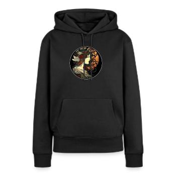 Mystischer Frauen-Jugendstil-Weg - Frauen Premium Bio Hoodie - Schwarz - Vorne - Julia (174cm)