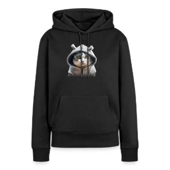 grimmige Katzte mit Hoodie - Frauen Premium Bio Hoodie - Schwarz - Vorne - Julia (174cm)