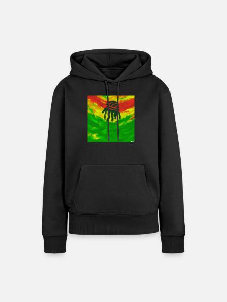 Van Gogh Rasta Flagge - Frauen Premium Bio Hoodie - Schwarz