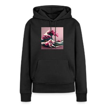 Tsunami Florale - Sweat à capuche Premium bio Femme - noir - Devant - Julia (174cm)