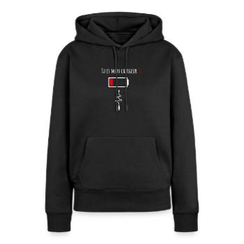 tu es mon chargeur-amour - Sweat à capuche Premium bio Femme - noir - Devant - Julia (174cm)