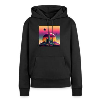 Colonisation de Saturne - Sweat à capuche Premium bio Femme - noir - Devant - Julia (174cm)