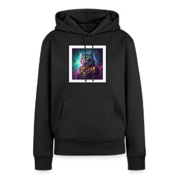 Der Herrscher der Galaxy ist eine Katze - Frauen Premium Bio Hoodie - Schwarz - Vorne - Julia (174cm)