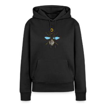 Stilisierte Biene - Frauen Premium Bio Hoodie - Schwarz - Vorne - Julia (174cm)