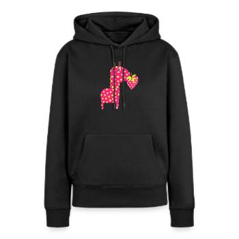 Fraise - Girafe - Sweat à capuche Premium bio Femme - noir - Devant - Julia (174cm)