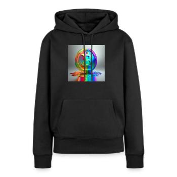 Symbole Bitcoin dans un design coloré HD - Sweat à capuche Premium bio Femme - noir - Devant - Julia (174cm)