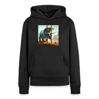 Art numérique Triceratops - Sweat à capuche Premium bio Femme - noir - Devant - Julia (174cm)