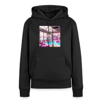 Lounge mit Pool - Frauen Premium Bio Hoodie - Schwarz - Vorne - Julia (174cm)