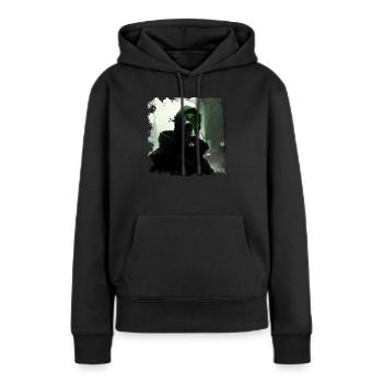 La ville du futur avec un gardien et un sauveur lugubre - Sweat à capuche Premium bio Femme - noir - Devant - Julia (174cm)