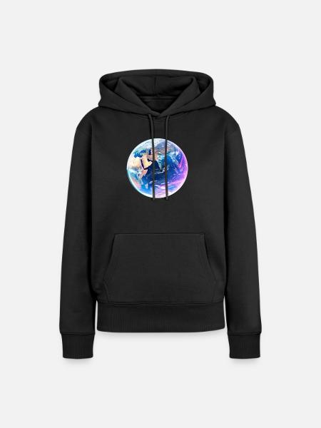 Welt - Frauen Premium Bio Hoodie - Schwarz