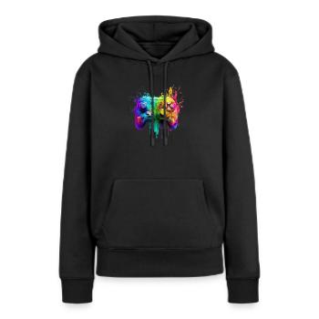 Neon Gaming Controller / Kontroller - Frauen Premium Bio Hoodie - Schwarz - Vorne - Julia (174cm)