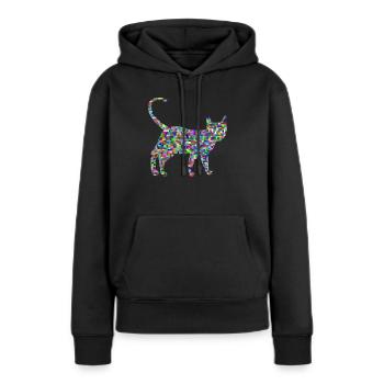 Chat coloré, Défilé - Sweat à capuche Premium bio Femme - noir - Devant - Julia (174cm)