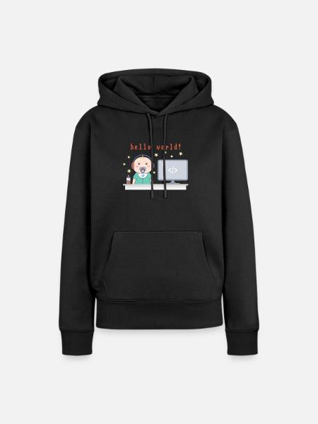 Hello World! - Frauen Premium Bio Hoodie - Schwarz