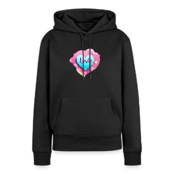 Saint-Valentin Fiançailles Mariage Fête des mères Amour - Sweat à capuche Premium bio Femme - noir - Devant - Julia (174cm)