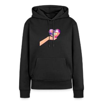 Mariage Fête des mères Saint-Valentin Fiançailles Amour - Sweat à capuche Premium bio Femme - noir - Devant - Julia (174cm)