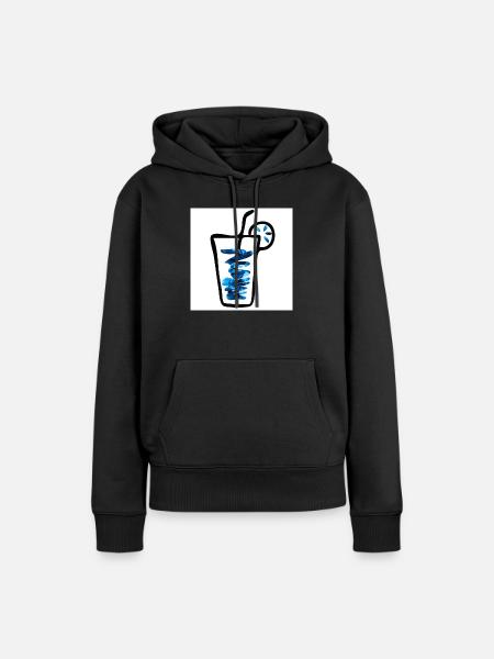 Drink blue - Frauen Premium Bio Hoodie - Schwarz