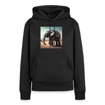 Éléphant au Kenya 2 - Sweat à capuche Premium bio Femme - noir - Devant - Julia (174cm)