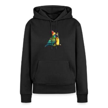 Câlins perroquets avec de la bière - Sweat à capuche Premium bio Femme - noir - Devant - Julia (174cm)